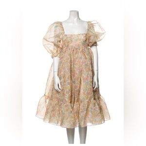 Selkie Pastel Floral Puff Sleeve Midi Dress